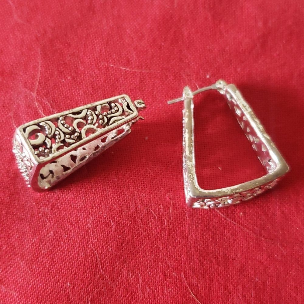 Silvertone Stylish Designer Triangular Earrings